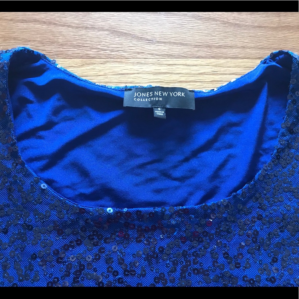 Jones New York royal blue sequin blouse S - Picture 2 of 4
